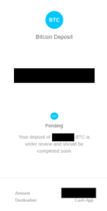 cash app bitcoin deposit pending